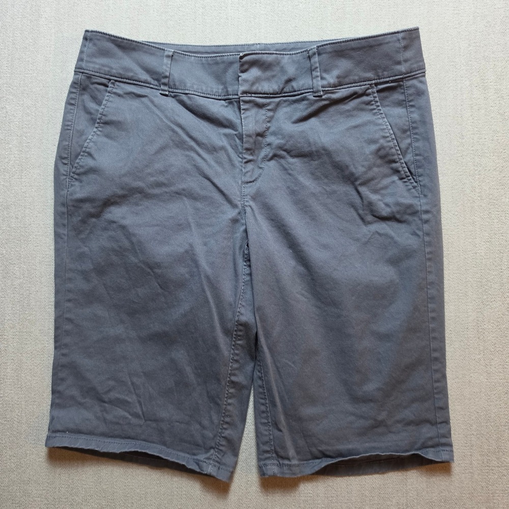 LOFT Chino Shorts Women 10 Gray Cotton Blend Stretch Casual Bermuda 493168